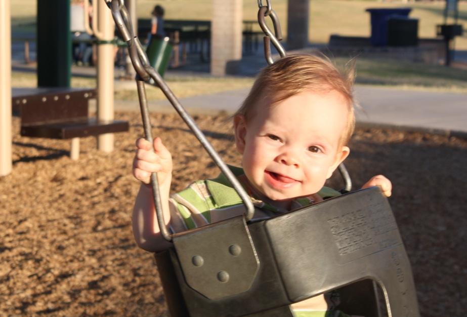 Swinging at the park.