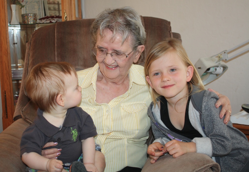 Smiles all around as we visited Great Auntie Carol. 