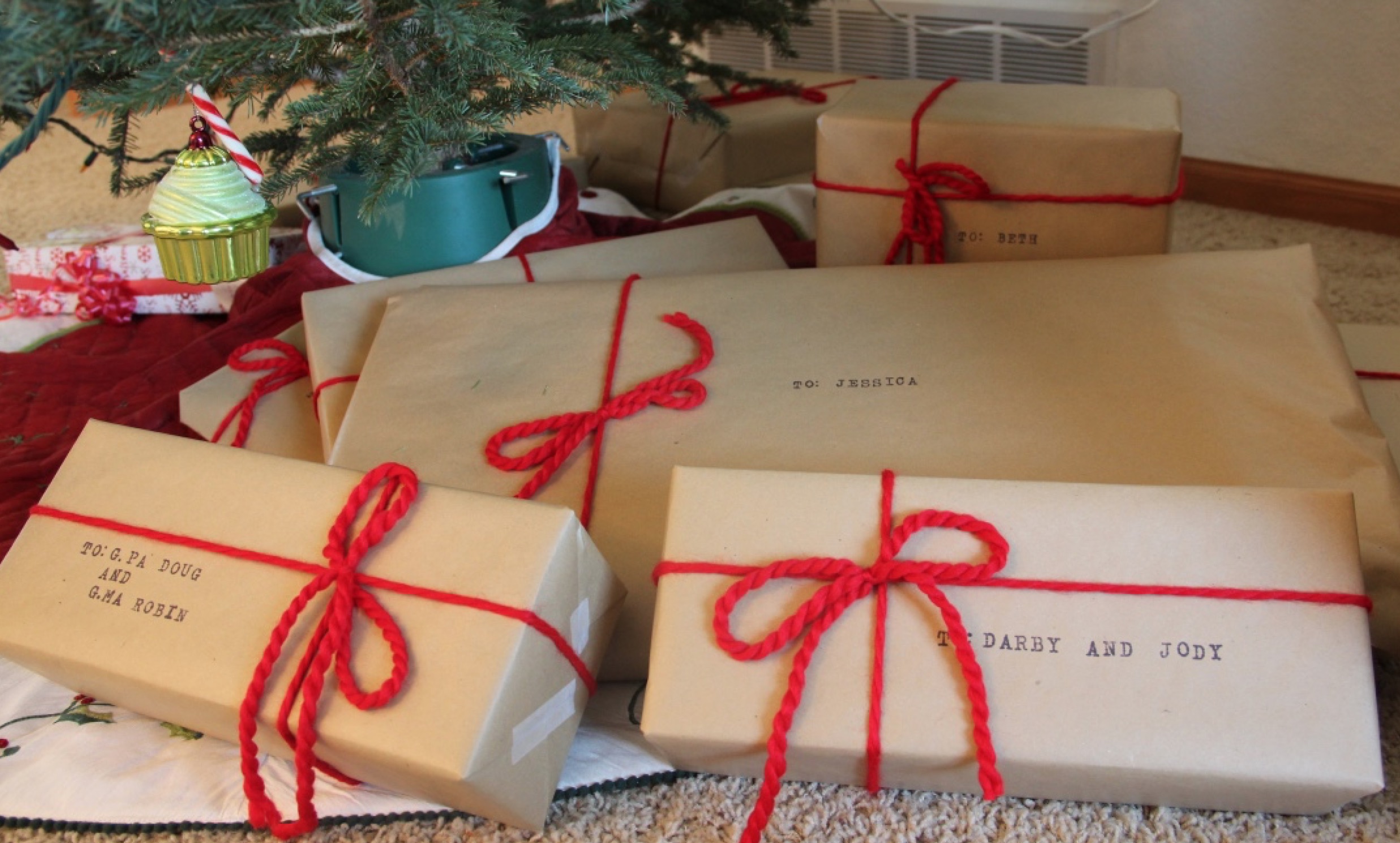 Our brown paper packages to match our Old West card this year.