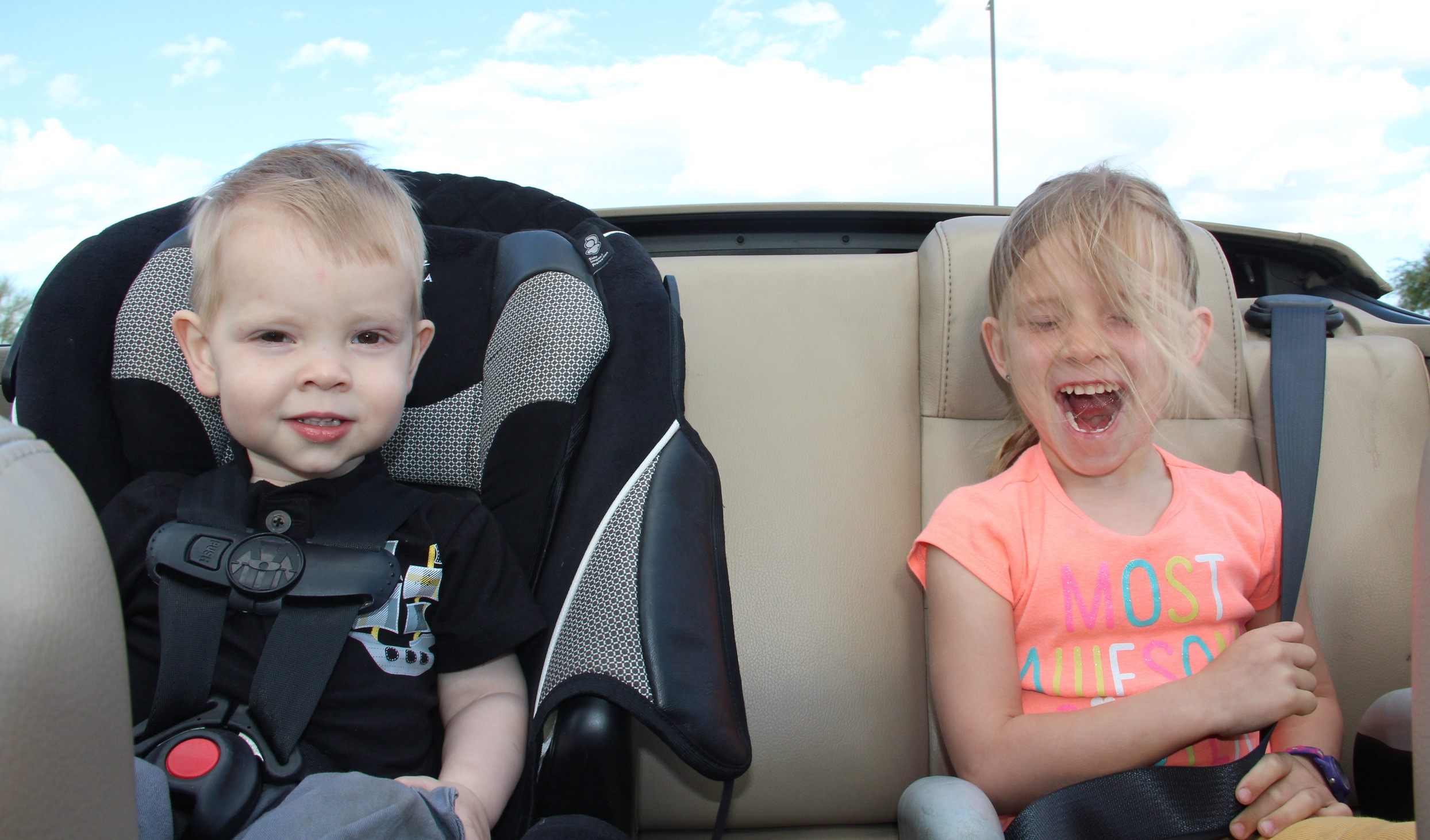 Jackson's first ride with the top down.