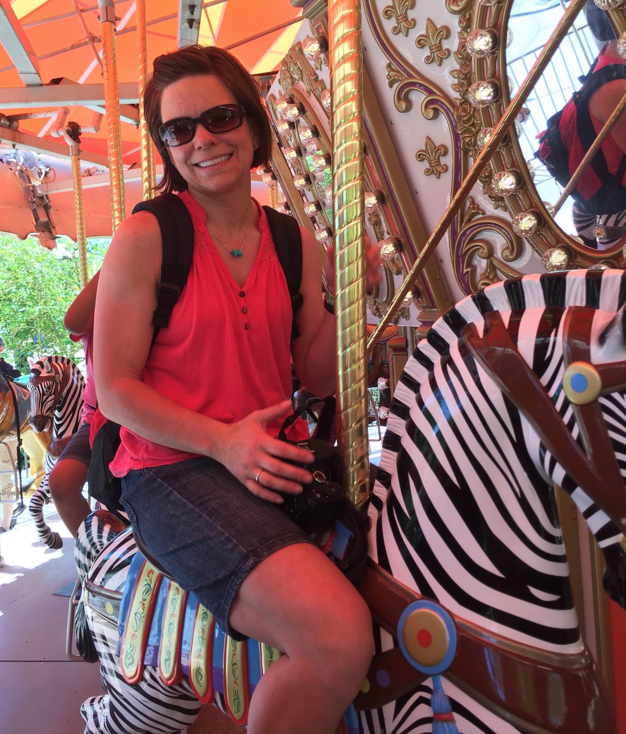 Enjoying the carousel.