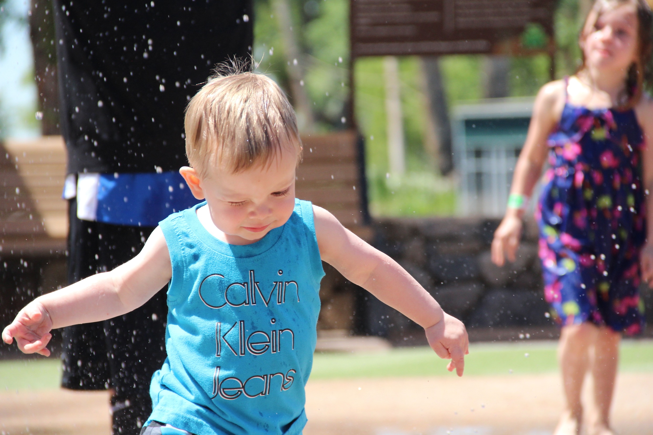 Jackson did't want to get too wet.